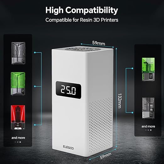 ELEGOO Smart Mini Heater for Resin 3D Printer, Intelligent Temperature Control, PTC Heating, Odor Filtering, 3D Printer Heater for Saturn 4 Ultra, Mars 5 Ultra and Most MSLA/DLP/LCD 3D Printers