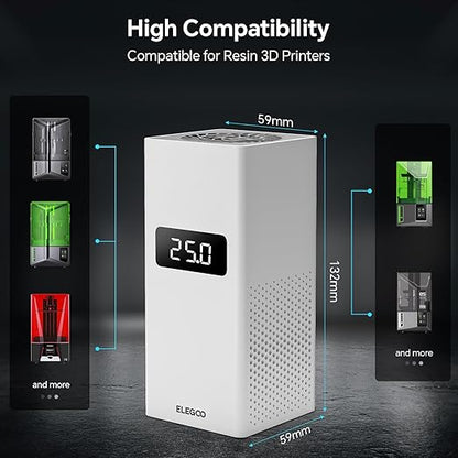 ELEGOO Smart Mini Heater for Resin 3D Printer, Intelligent Temperature Control, PTC Heating, Odor Filtering, 3D Printer Heater for Saturn 4 Ultra, Mars 5 Ultra and Most MSLA/DLP/LCD 3D Printers
