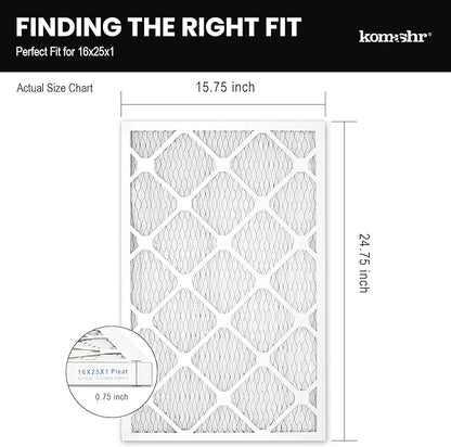 16x25x1 Air Filter MERV 8 (4-Pack), HVAC/Furnace AC Filter Replacement, Dust Defense–Comparable with MPR 600 & FPR 5 (Actual 15.75x24.75x0.75)