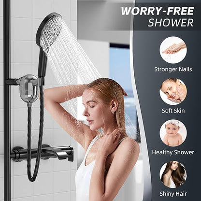 Handheld Shower Filter for Hard Water- 25-Stage Advanced Filtration - Removes 99% Chlorine & Heavy Metals, Soothes Sensitive Skin & Reduces Hair Frizz, Ideal for Bathroom, Apartment