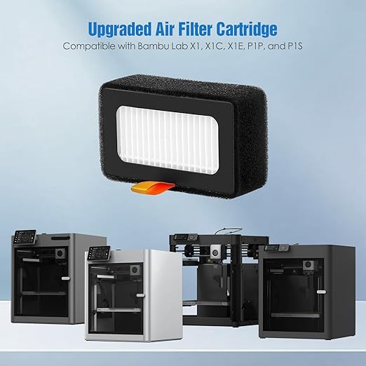 Upgraded Air Filter Cartridge for Bambu Lab X1 / X1C / X1E / P1P / P1S, H13 HEPA & Activated Carbon Filtration, Easy Replacement – 3D Printer Accessories (X1/X1C/X1E/P1P/P1S)