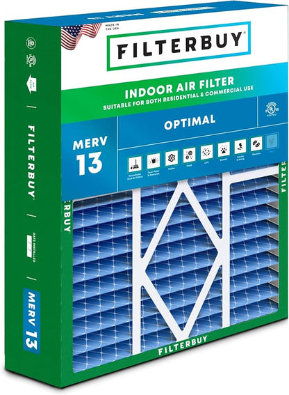 Filterbuy 19x20x5 Air Filter MERV 13 Optimal Smoke & Allergy Defense (1-Pack), Pleated HVAC AC Furnace Filters for Bryant, Carrier, BDP, Day & Night, and Payne (Actual Size: 19.06 x 19.81 x 4.25)