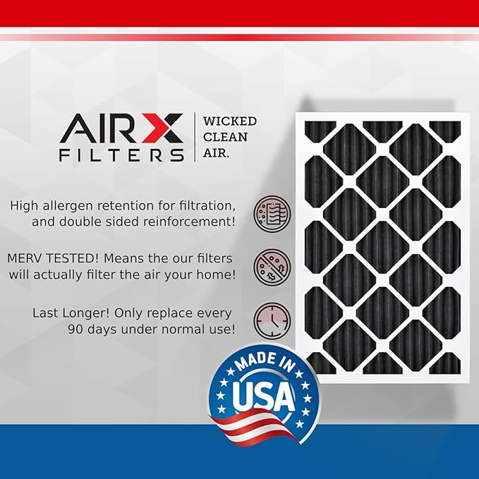 AIRX FILTERS WICKED CLEAN AIR. 16x25x1 Air Filter Odor Eliminator Carbon Filter MERV 7 AC HVAC Furnace Filters 6 Pack