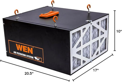 WEN 3410 3-Speed Remote-Controlled Air Filtration System (300/350/400 CFM), Basic w/ RF Remote (400 CFM) , Black