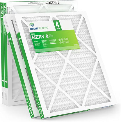 14x20x1 Air Filter 4 Pack, Durable MERV 8 Pleated Home HVAC AC Furnace Filters, Lightweight Compact Air Conditioner Filter Replacement