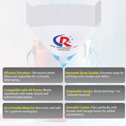 Paint Strainer Dispenser Kit System with Large Strainers 180 pcs