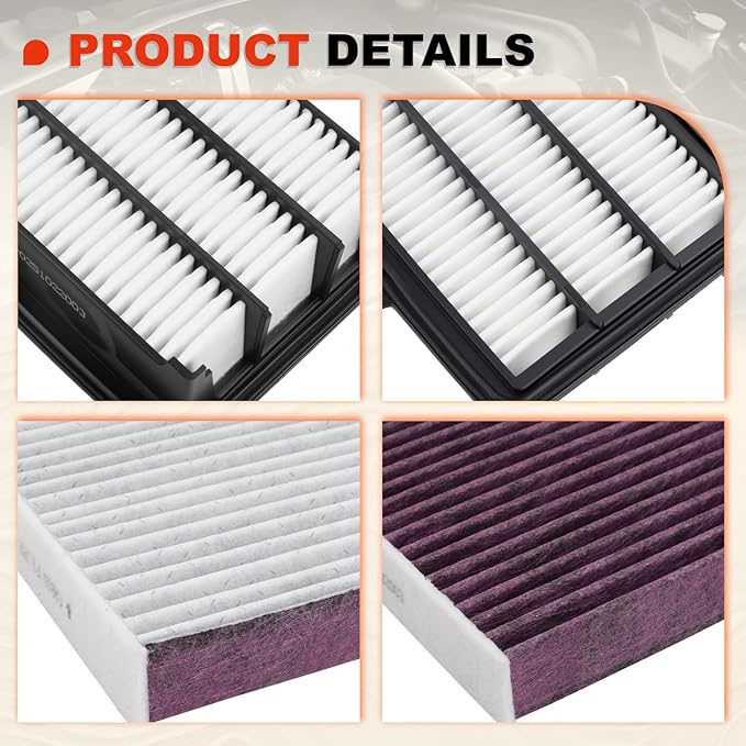 Engine & Upgrade Cabin Air Filter Kit Compatible with 2017-2022 CRV 1.5L 4Cyl L Gas(Not for 2.0L 2.4L and Hybrid), 2016-2021 Civic 1.5L 4Cyl L Gas(Not for 2.0L), Replaces# 17220-5AA-A00, 80292-TF0-G01