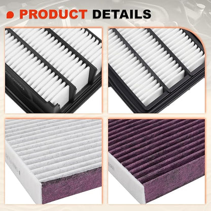 Engine & Upgrade Cabin Air Filter Kit Compatible with 2017-2022 CRV 1.5L 4Cyl L Gas(Not for 2.0L 2.4L and Hybrid), 2016-2021 Civic 1.5L 4Cyl L Gas(Not for 2.0L), Replaces# 17220-5AA-A00, 80292-TF0-G01