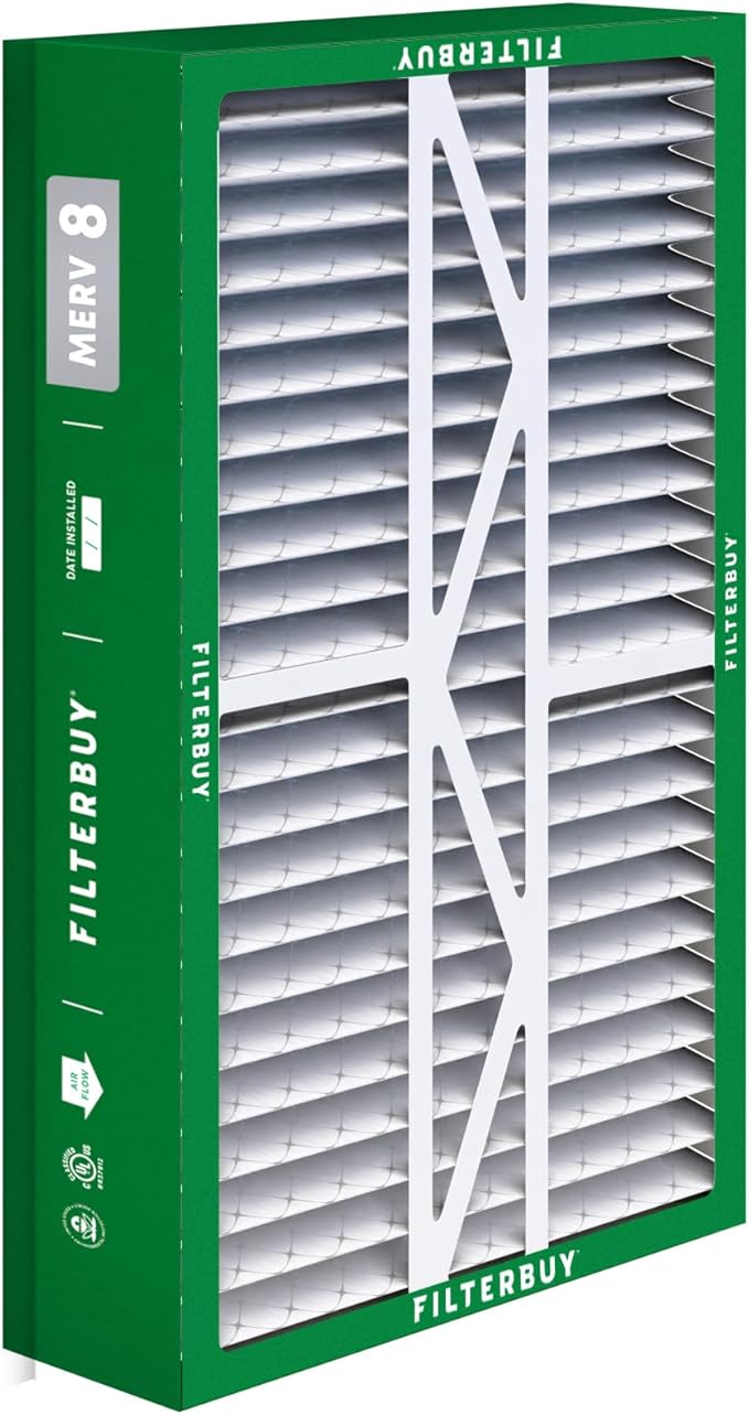 Filterbuy 17.5x27x5 Air Filter MERV 8 Essential Dust & Allergy Defense (2-Pack), Pleated HVAC AC Furnace Filters for Trane Perfect Fit & American Standard (Actual Size: 17.13 x 26.13 x 4.97)