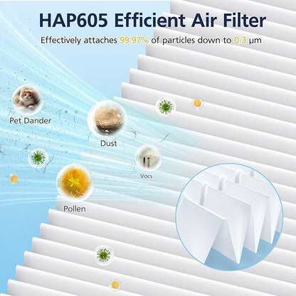 HAP605 Air Purifier Replacement Filters for FreAire HAP605 HAP607 and for XenonLab HAP605 HAP607 Air Purifier, 3-in-1 HAP607 Efficient Air Filter with Activated Carbon for Home, 2-Pack