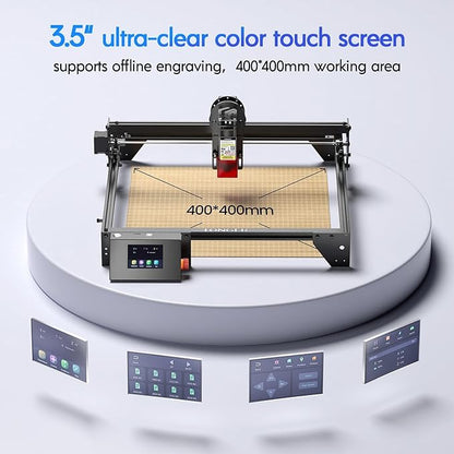 Longer RAY5 5W Laser Engraver with Air Pump, Limit Switch Kit and Y-Axis Extension Kit, Expand Working Area to 33.46" x 15.75", 3.5” Color Touch Screen, DIY Engraver Tool for Metal/Glass/Wood