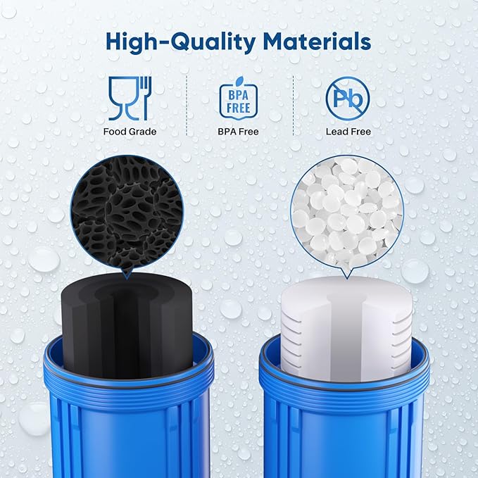 PUREPLUS 5 Micron 4.5"x10" Whole House Water Filter Combo Kit with Grooved Sediment and Activated Carbon Block Filter, Replacement for AP810, AP811, WFHDC8001, CB-BB-10, FXHTC, GXWH40L, 1PACK