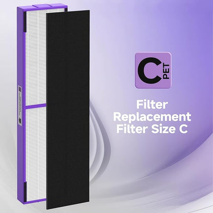 FLT5250PT Replacement Filter C Pet Compatible with G-Guardian Air Purifier AC5250PT, AC5000E, AC5300B, AC5350W, AC5350B, CDAP5500, 4 True HEPA Filter with 6 Carbon Pre-Filter