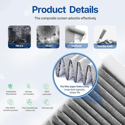 RUITO Cabin Air Filter, Fits EX35, EX37, FX35, FX37, G25, M35, M45, Q40, Q45, Q50, Q60, QX50, QX56, QX70, QX80, GT-R, C/V, Routan, Replacement for CF10743, CP743, 27227-AR025, 27227-EG000
