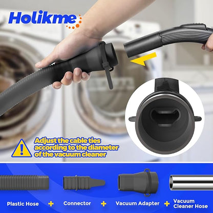Holikme Dryer Vent Cleaner Kit 2 Pieces - Upgraded Dryer Lint Screens Cleaner Brush Part, Dryer Lint Vacuum Attachment Fit for Most Vacuum Cleaner, Dryer Lint Brush, Black