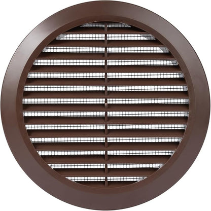 Brown 6" Inch Round Ventilation Grille with Screen mesh. (Duct 6Ø / Grille 7Ø) Ventilation Applications. Indoor and Outdoor Vent Cover - Air Vent Cover for Air Intake, Exhaust