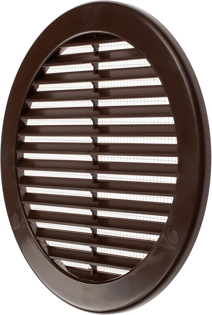 Vent Systems 6" Inch (Opening Dimensions) Brown Soffit Vent Cover - Plastic Return Air Vent Cover - Round Ventilation Grille with Mesh Screen - HVAC Register Louver for Bathroom, Home, Kitchen
