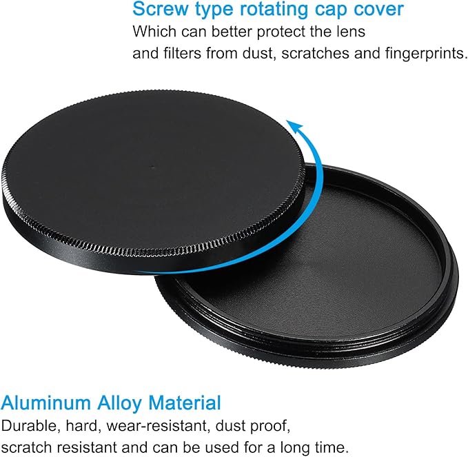 PATIKIL 43mm Lens Cap, 2 Pack Camera Lens Cap Cover Universal Front Metal Lens Filter Stacks Cap Protective Case for 43mm Camera Circular Polarizing Fader ND Filter, Black