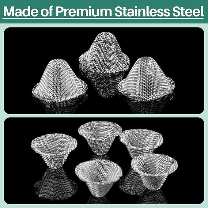 Funrous Stainless Steel Screens 3/4 Inch Conical Design Bowl Screen Filters Metal Filters Screens Filters, Adjustable Size(40 Pcs)