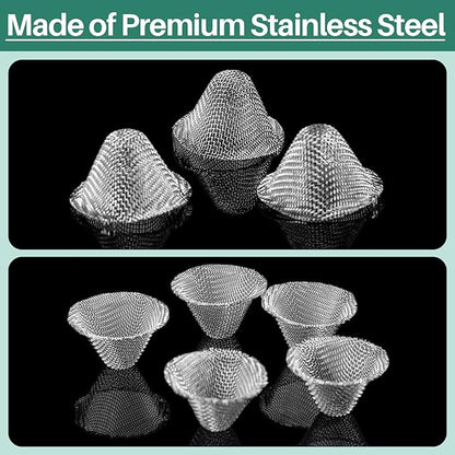 Funrous Stainless Steel Screens 3/4 Inch Conical Design Bowl Screen Filters Metal Filters Screens Filters, Adjustable Size(40 Pcs)