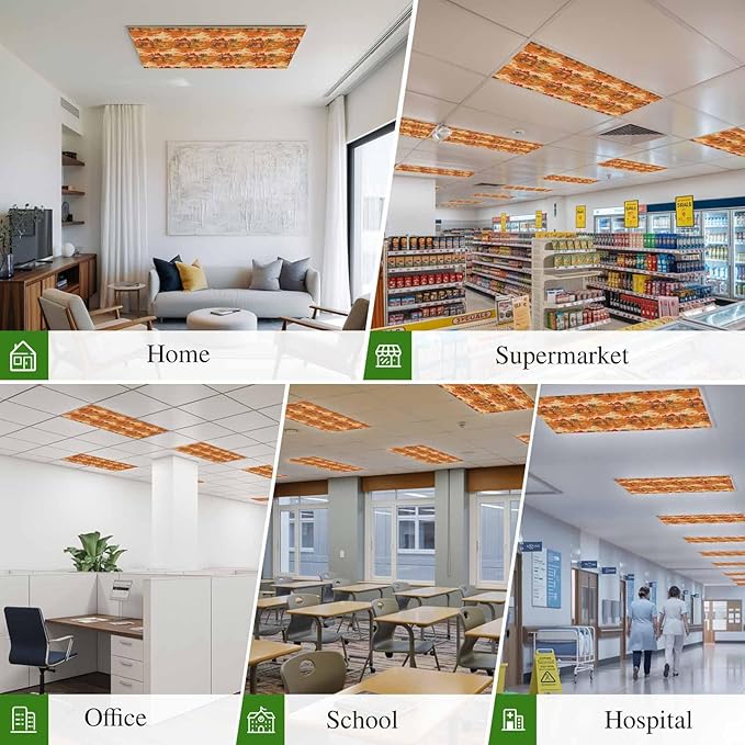 Tropical Plant Cactus Fluorescent Light Covers 3 Pack Western Cowboy Horse Sunset Deserts Orange Magnetic Fluorescent Ceiling Lights Filters for Office Classroom Home Drop Ceiling 4x2 Feet