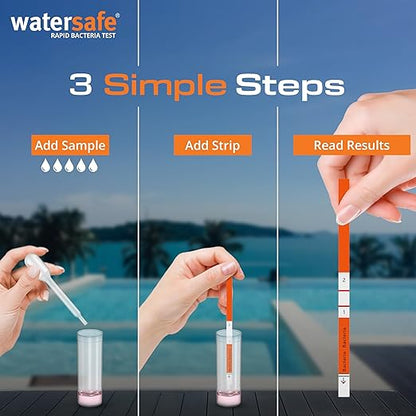 Pool and Spa Rapid Bacteria Test by Watersafe, Detects Down to 1 Bacteria/μL in 15 Minutes, Including E. coli and Salmonella. 20 Tests.