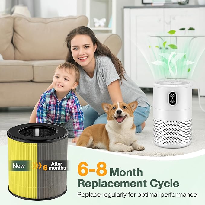 M05 B-D02L Pet Care Replacement Filter Compatible with MOOKA M05/ B-D02L, for KOIOS B-D02L, for VEWIOR B-D02U Air Purifi-ers, HEPA and Activated Carbon Filter, 2 Pack, Yellow