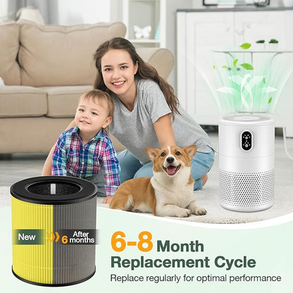 M05 B-D02L Pet Care Replacement Filter Compatible with MOOKA M05/ B-D02L, for KOIOS B-D02L, for VEWIOR B-D02U Air Purifi-ers, HEPA and Activated Carbon Filter, 2 Pack, Yellow