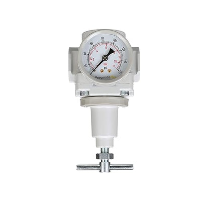 PneumaticPlus SAR400T-N04BG Compressed Air Regulator 1/2" NPT, T-Handle, Gauge & Bracket