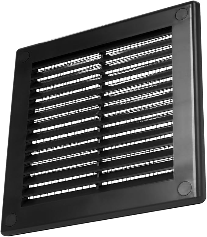 Vent Systems 4.5" x 4.5" Inch (Opening Dimensions) - Pack of 10 - Plastic Black Soffit Vent Cover - Flat Square Air Vent Grille - Air Vent Deflector - HVAC 5.9" x 5.9" Inch (Overall Dimensions)