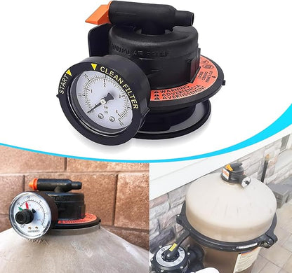 DEX2420MAR2 Air Relief Valve for Hayward DE Cartridge Sand Filters | Compatible with Pro Grid, SwimClear, DEX2400S, DEX2420, with Gauge & O-Ring
