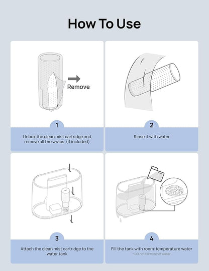 DREO Clean Mist Cartridge 3-Pack for Humidifiers, Compatible with DREO Humidifiers HM311/311S/524/524S/306, Reduce Contaminants Build-up, Healthier Mist, Easier Cleaning
