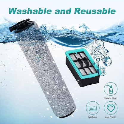 3831 Crosswave Roller Brush Filter Replacement for Bissell Crosswave 3831/HF2/3845N/3847/3848 Wet Dry Vaccum Cleaner Accessory, 2 Roller Brush,3 HEPA Filter Crosswave Replacement Parts Accessories