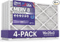BNX TruFilter 16x25x2 Air Filter MERV 8 (4-Pack) - MADE IN USA – Dust & Pet Defense Electrostatic Pleated Air Conditioner HVAC AC Furnace Filters for Dust, Pet, Mold, Pollen MPR 600 – 700 & FPR 5