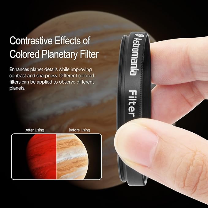 Astromania Telescope Filter, 2 Inches Planetary Filter for Astronomy Telescope Eyepiece, Color Filter for Enhancing Contrast in Lunar Planetary Observation - #21 Orange