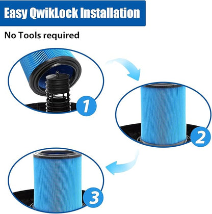 2 Pack 3-Layer VF5000 Replacement Filter for Rigid Shop Vac 5-20 Gallon Wet Dry Vacuums, fits RV2400A RV2400HF RV2600B WD06700 WD0671 WD0671EX0 WD0970 WD09700 WD1270 WD1450 WD1680 WD1851