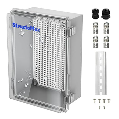 Outdoor Electrical Junction Box | IP67 Waterproof | Resistant ABS Material with Clear UV Coating Cover | Weatherproof Box for Outdoor, Garden, Deck, Patio