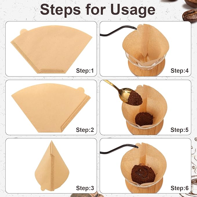 Coffee Filters #4, Unbleached Natural Coffee Filters 8-12 Cup, Disposable Coffee Filters, 4 Cone Paper Compatible with Ninja Coffee Maker, Pour Over and Drip Coffee Maker, 400 Count