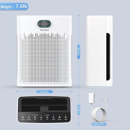 Air Purifiers for Home, PM 2.5 Air Quality Monitor Cover Up to 2200 Ft² with Pet mode, Timer, HEPA Air Purifier with Washable Pre-filter, Fragrance Sponge for Smoke, Odor, Dander, Pollen (Black)