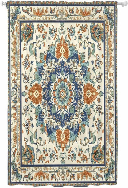 Sheer Curtains 84 Inches Long, Southwest Farmhouse Semi Sheer Curtains Light Filtering Window Treatment, Orange Blue Desert Bohemian Privacy Voile Drapes for Living Room Bedroom 52x84 Inch