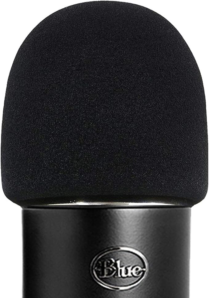 ienza® Windscreen for Blue Yeti Foam - Also Fits Other Large Microphones Such as MXL, Audio Technica and More - Quality Sponge Material to Act as a Pop Filter for Your Mic (Black)