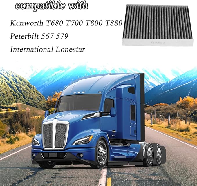 Set of 4 PA30093 cabin air filter with Activated Carbon Fits for Kenworth T680 T700 T800 T880 Peterbilt 567 579 Cummins ISX ISX12 ISX15 X15 ISXG Replace X19987001 AF55839 P640110