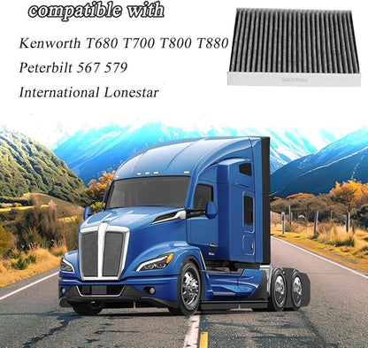 Set of 4 PA30093 cabin air filter with Activated Carbon Fits for Kenworth T680 T700 T800 T880 Peterbilt 567 579 Cummins ISX ISX12 ISX15 X15 ISXG Replace X19987001 AF55839 P640110
