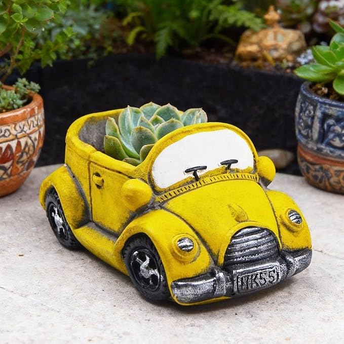 Cute Cacti & Succulent Plants Pot, Succulent Decor Planter Pot Indoor/Outdoor (Yellow)
