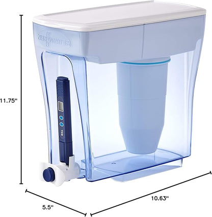 ZeroWater 20-Cup Ready-Pour 5-Stage Water Filter Dispenser with 0 TDS Water Filter – IAPMO Certified to Reduce Lead, Chromium, and PFOA/PFOS