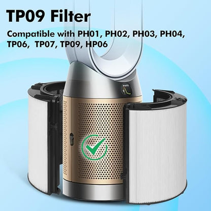 360 Glass HEPA and Activated Carbon Filter for Dyson TP07 HP07 TP10 HP10 TP06 HP06 PH02 PH01 PH03 PH04 HP09 TP09 Air Purifier, HEPA Carbon Filter #965432-01