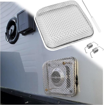 4.64×4.64 Inch RV Vent Cover Stainless Steel,RV Furnace Vent Screen & Installation Tool for Avoiding Flying Animal,RVs Furnace Vents Cover Fit RVs/Campers Car Accessories