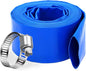 DAVCO 3" x 25 ft Pool Backwash Hose, 3” Diameter and 5” Flat Wide Heavy Duty Reinforced Blue PVC Lay Flat Water Discharge Pump Hoses For Swimming Drain Pools and Clean Filters,with 1 Clamp