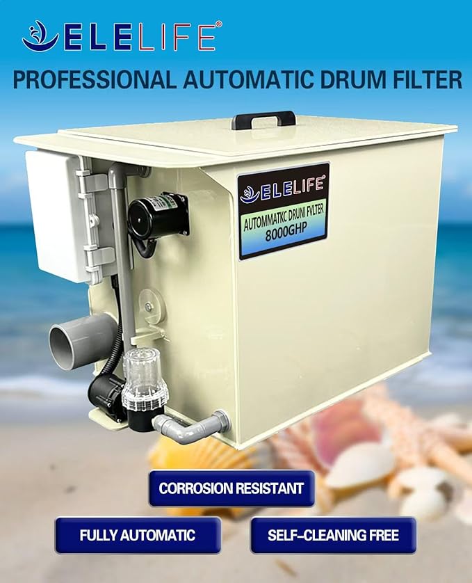 Rotary Drum Filter,Canister Filter,RDF Fully Automatic Water Self-Cleaning Filtration for Koi Pond,Fish Pond,Aquarium,Seedling Cultivation Base,Aquaculture,Hydroponics (8000GPH Standard Edition)