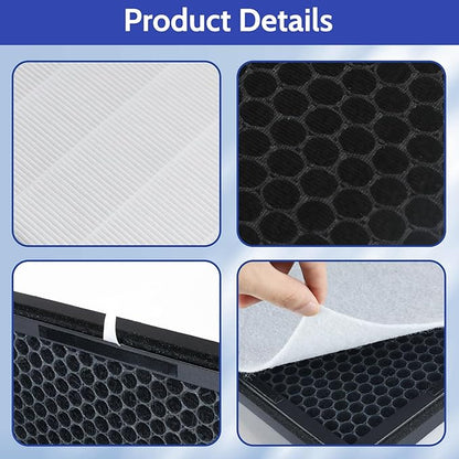 2 Pack PR1 Replacement Filter for Mooka Mode PR1 Air Purifier, H13 True HEPA Filter for Home Large Room up to 2200sq.ft with 4 Pcs PR-1 Pre-Filter for Pets
